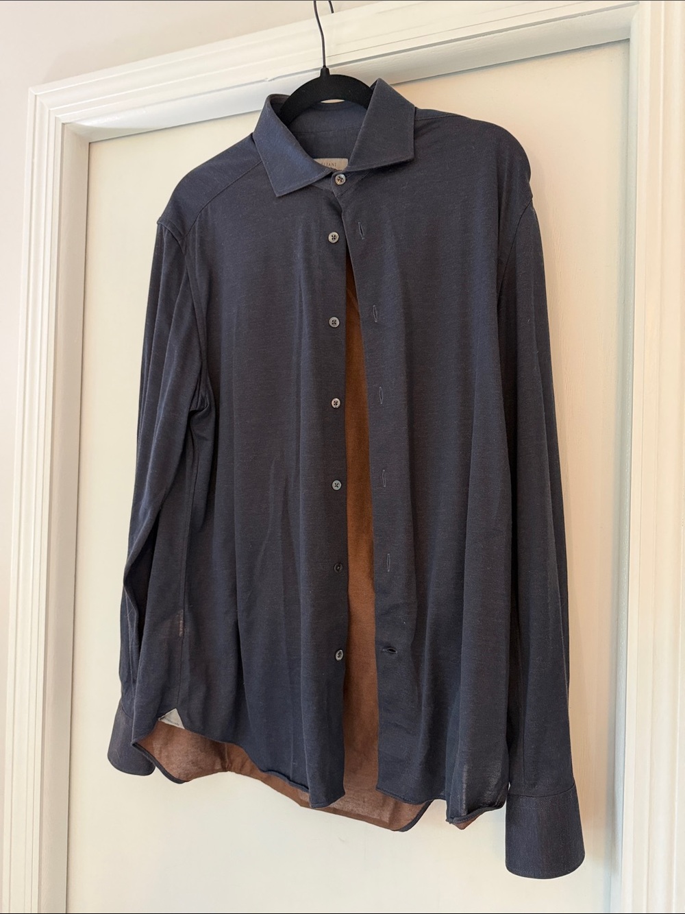 Corneliani Navy Lightweight Shirt Jacket with Brown Lining
